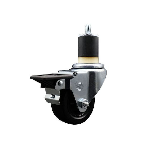 Service Caster 3'' Soft Rubber Swivel 1-7/8'' Expanding Stem Caster with Brake SCC-EX20S314-SRS-PLB-178 - main